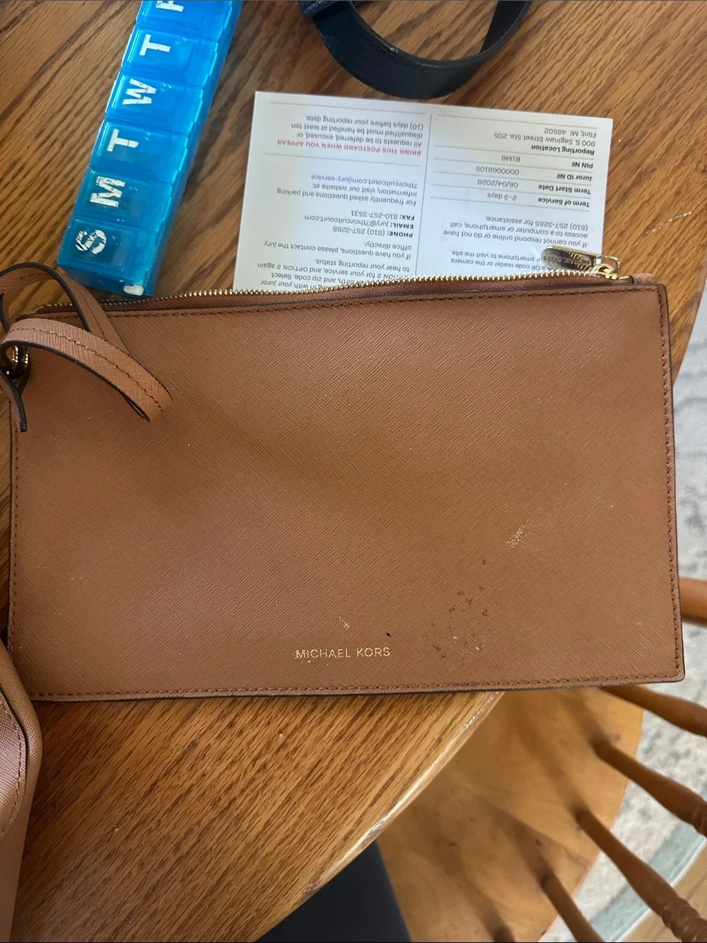 Michael Kors Cognac Leather Tote with Gold Logo